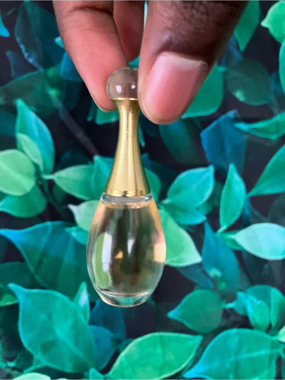 Elegant Gold-Trimmed Teardrop Perfume Bottle